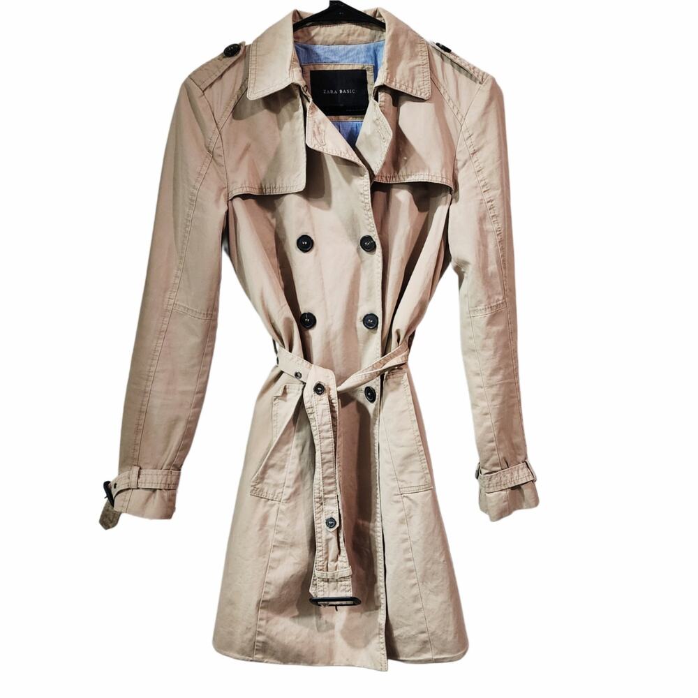 Zara Basic Short Belted Double Breasted Trench Co… - image 2